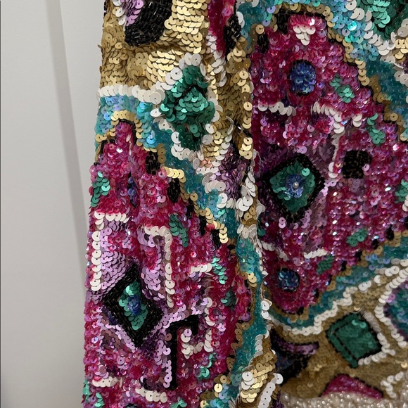 Vintage FULLY BEADED Multicolor Sequin Embellished Jacket - Picture 4 of 16